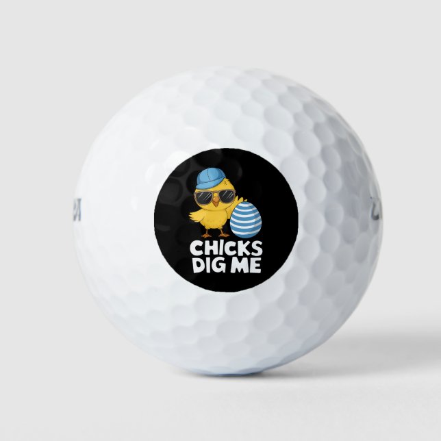 Chicks Dig Me Osterfest Die sonnige Eierjagd Golfball (Vorderseite)