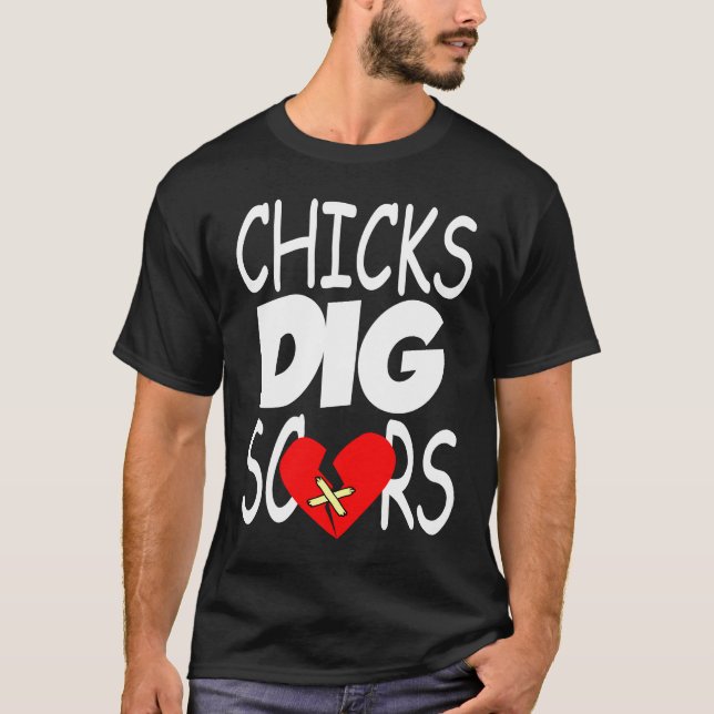 Chicks Dig Narben kongenitale Herzfehler Herzkrieg T-Shirt (Vorderseite)