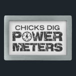 Chicks Dig Power Meters Rechteckige Gürtelschnalle<br><div class="desc">Das würden Sie nicht denken,  aber es ist wahr. Frauen Liebe deinen Power Meter. Je mehr Watt es zeigt,  desto besser:)</div>