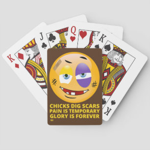"CHICKS DIG SCARS" lustige Emoji Spielkarten