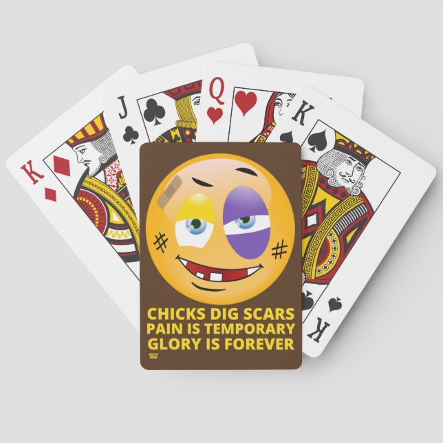 "CHICKS DIG SCARS" lustige Emoji Spielkarten (Rückseite)