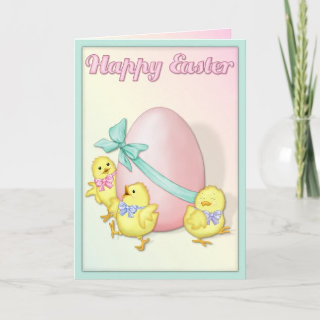 Chicks feiern Ostern Feiertagskarte (Vorderseite)