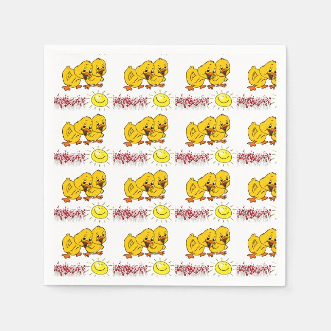 Chicks Gelbe Rosen Blumenschlange Napkin Serviette (Vorderseite)