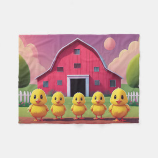 Chicks in Barnyard Happy Spring  Fleecedecke