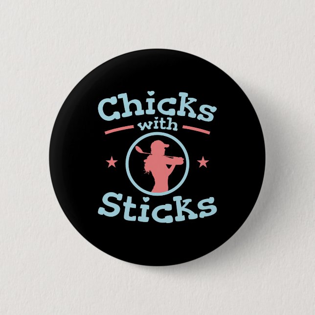 Chicks mit Sticks Golf Club Button (Vorderseite)