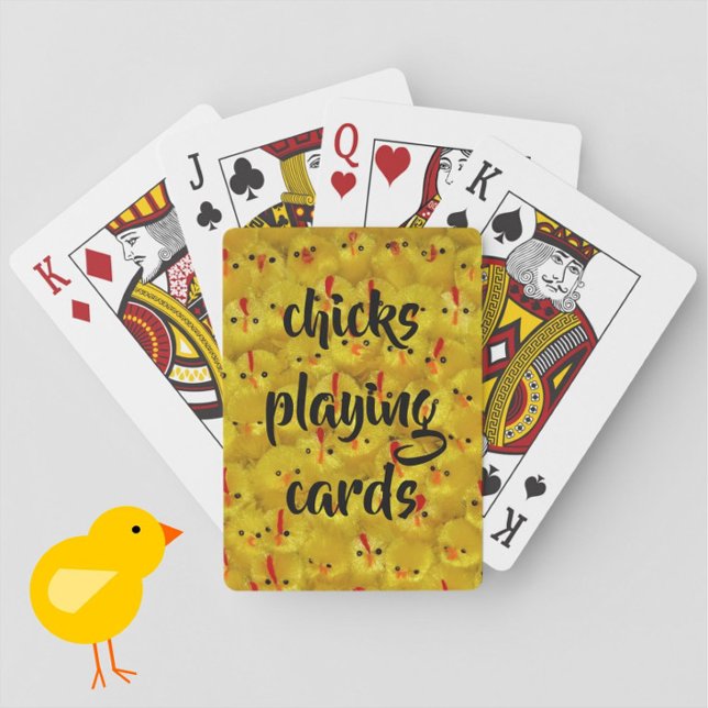"Chicks Playing Cards" Niedliches Fun-Gelb-Muster Spielkarten (Fun for gals' games night or a bachelorette party!)