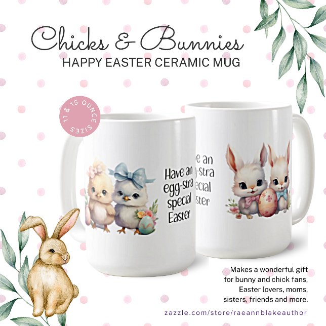 Chicks und Bunnies Happy Oaster Keramik Tasse (Von Creator hochgeladen)
