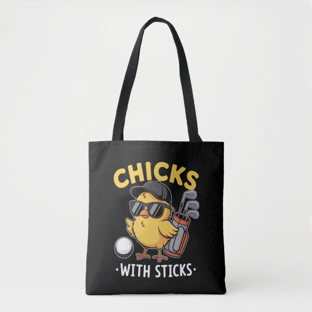 Chicks with Sticks Golfer Girl Golf Club Golfing Tasche (Vorderseite)