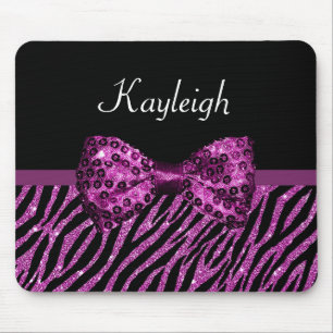 Chiclila Zebra-Druck IMITAT Glitz-Bogen mit Namen Mousepad