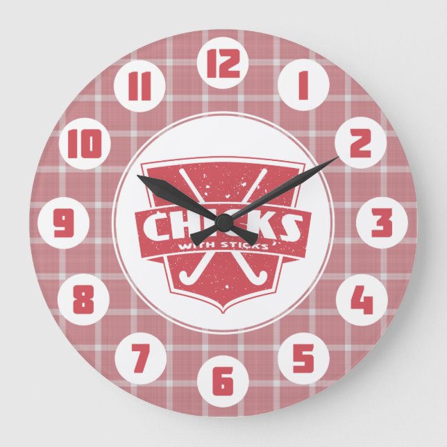 Chicots De Hockey Sur Terrain Avec Bâtons Horloge (Recto)