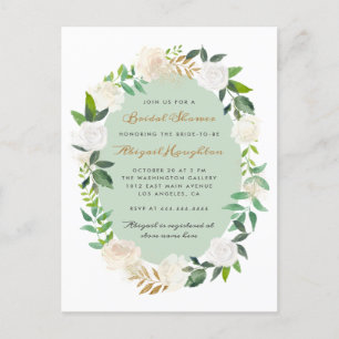 ChicsahneWatercolorblumenwreath-Brautparty Einladungspostkarte