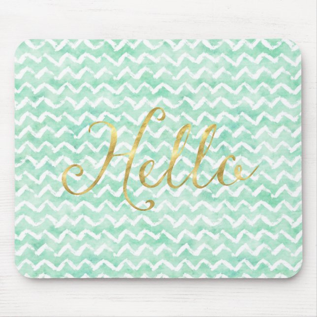Chictadelloser Watercolor-Zickzack Streifen-Gold Mousepad (Vorne)