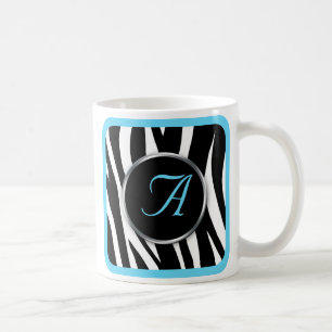 Chiczebra-Druck-Aqua-blaue Monogramm-Tasse Kaffeetasse