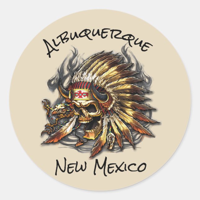Chief Bones Albuquerque New Mexico Runder Aufkleber (Vorderseite)