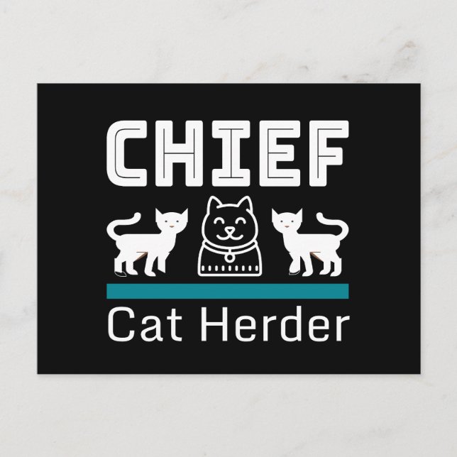 Chief Cat Herder Funny Postkarte (Vorderseite)