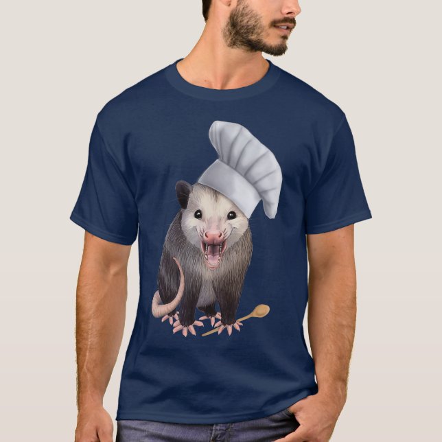 Chief Opossum cute possum in a häute hat T-Shirt (Vorderseite)