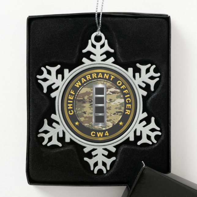 Chief Warrant Officer 4 CW4 Schneeflocken Zinn-Ornament (Box)