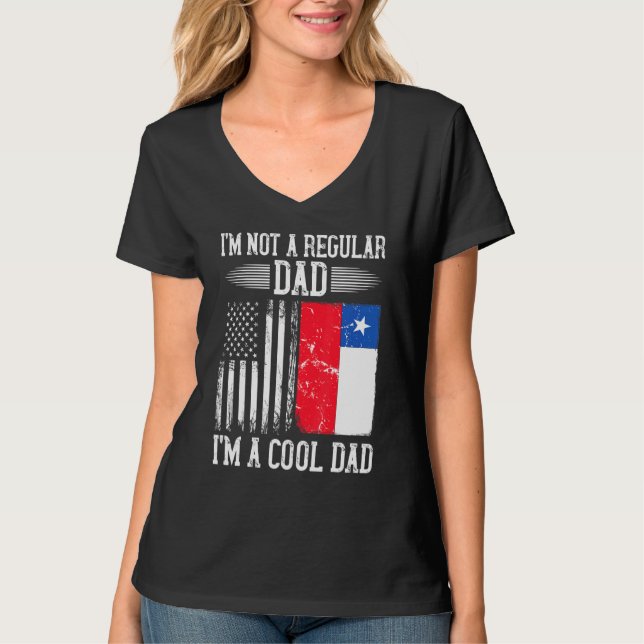 Chielan American Flag Chile Roots Vater T-Shirt (Vorderseite)