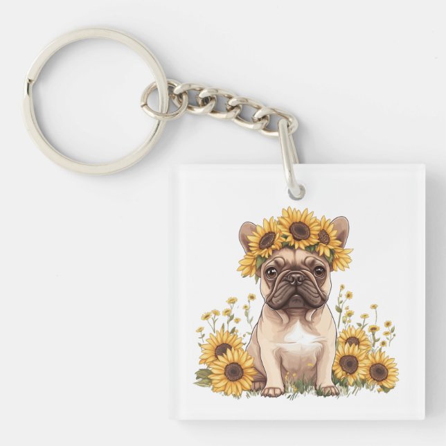 Chien À Balle Français Entouré De Tournesols (Devant)
