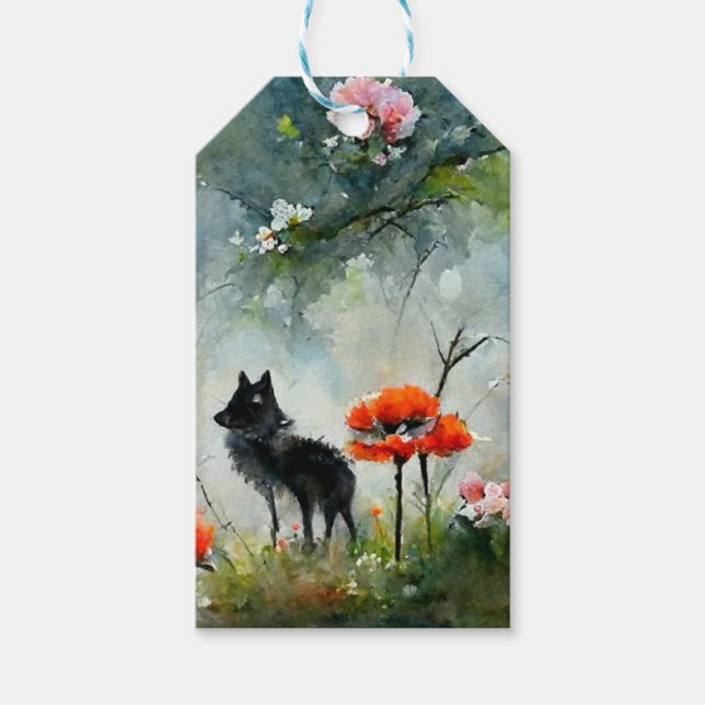 Chien à chien noir - étiquette cadeau pour chien (Devant)