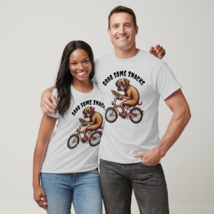 Chien à vélo " Prenez des collations " T-shirt