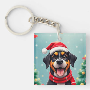 Chien adorable portant un chapeau de Père Noël