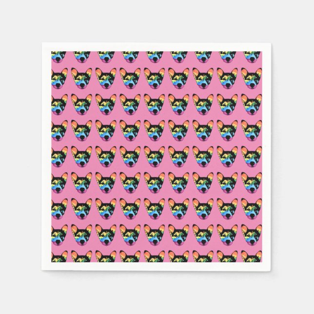 Chien arc-en-ciel, serviettes en papier (Devant)