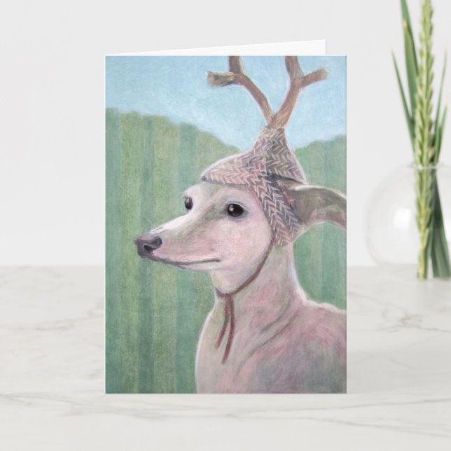 Chien avec carte de Noël Antler (Devant)