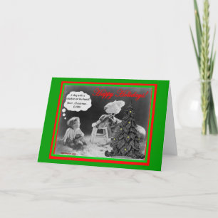 Chien avec poulet et enfant Carte de Noël drôle