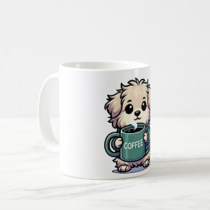 Chien avec tasse à café