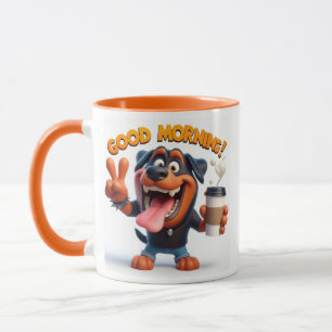 Chien avec tasse de café