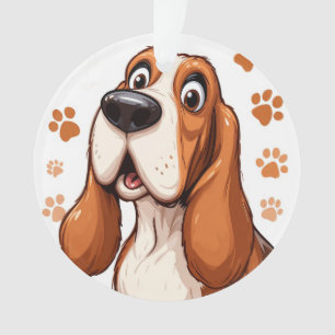Chien Basset Joyeux avec Empreintes de Patte Orang