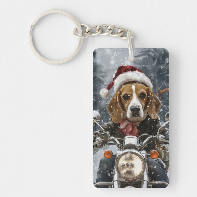 Chien Beagle à moto Noël (Devant)