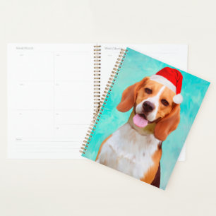 Chien beagle Noël Portrait de chapeau de Noël