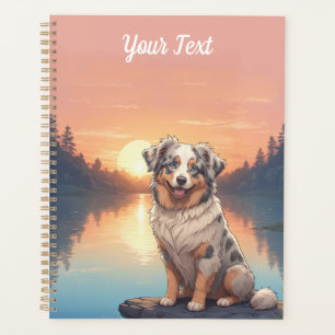 Chien berger australien par lac