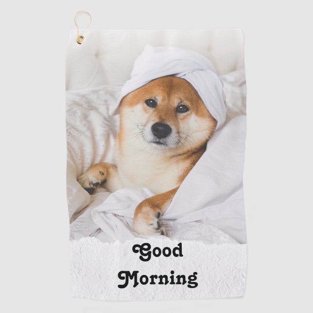 Chien blanc Brown mignon Good Morning Serviettes d (Devant)