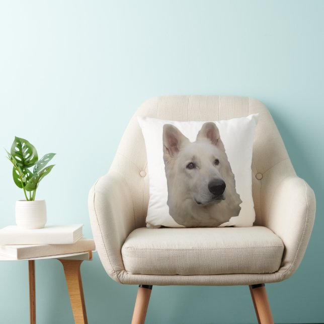 Chien blanc de berger Tête Oreiller (Chaise)