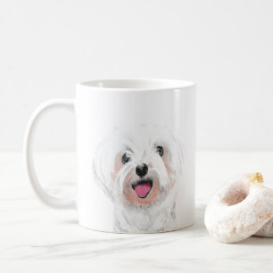 Chien blanc maltais mignon Mug