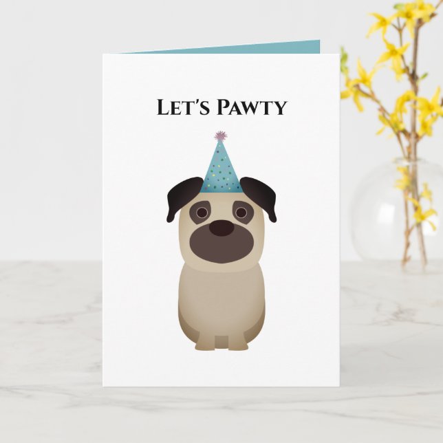 Chien Bonne carte d'anniversaire, Pawty Carlin (Fleur jaune)