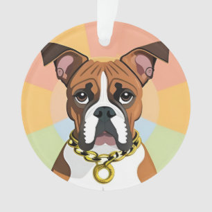 Chien Boxer dans un cadre circulaire vibrant