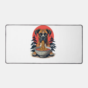 Chien Boxer Vintage Mangeant Ramen Coucher de Sole
