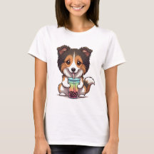 Chien buvant un T-shirt Boba