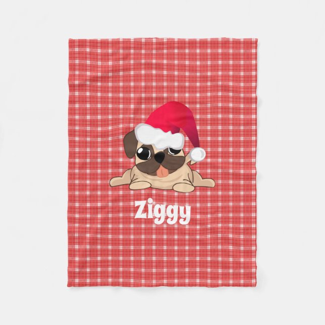 Chien Carlin de Noël sur la couverture en polaire  (Devant)