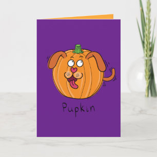 Chien - Carte de voeux pour Chien Chien Citrouille