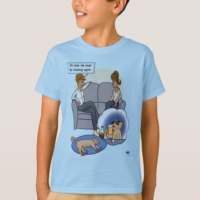 Chien Chasing Dream Blue Boy's T-Shirt (Devant)