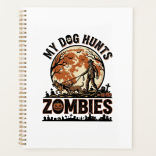 Chien chasse les zombies Conception de vecteur Hal