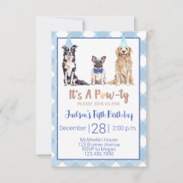 Chien Chiot Anniversaire Fête Invitation En vichy 