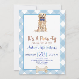 Chien Chiot Anniversaire Fête Invitation En vichy 