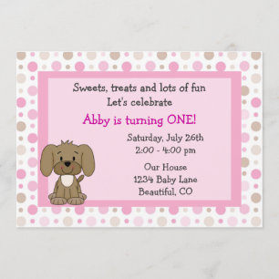 Chien chiot mignon 1er anniversaire Invitation pou
