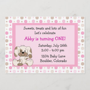 Chien chiot mignon 1er anniversaire Invitation pou